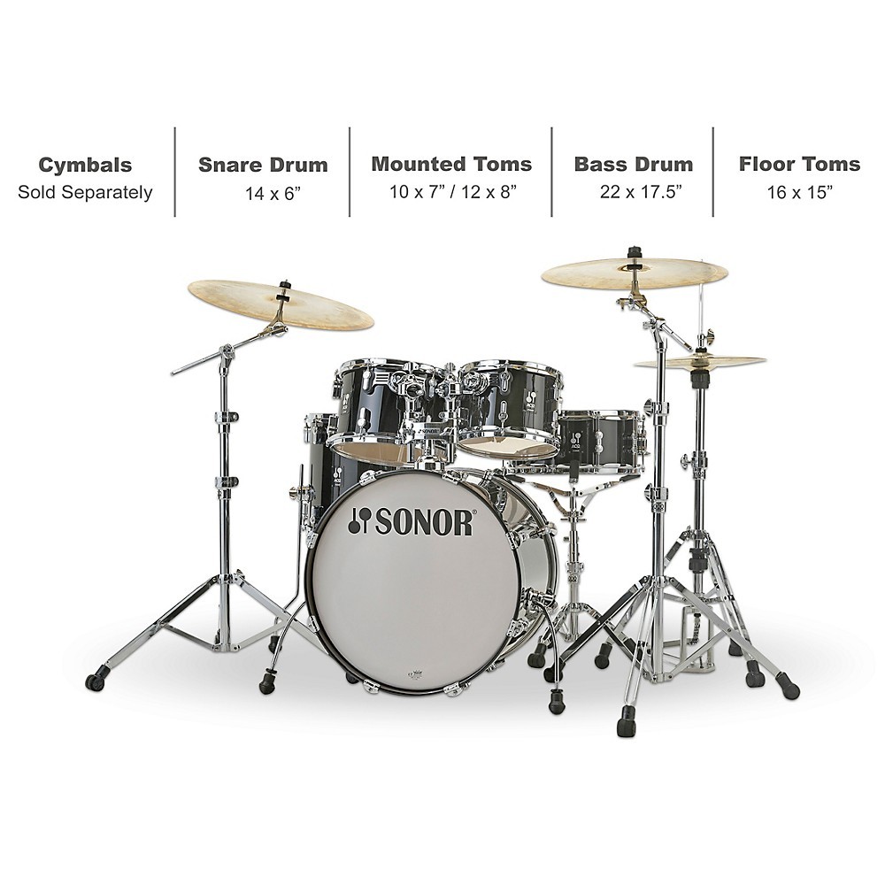 SONOR AQ2 Stage Maple 5Piece Shell Pack Transparent Black