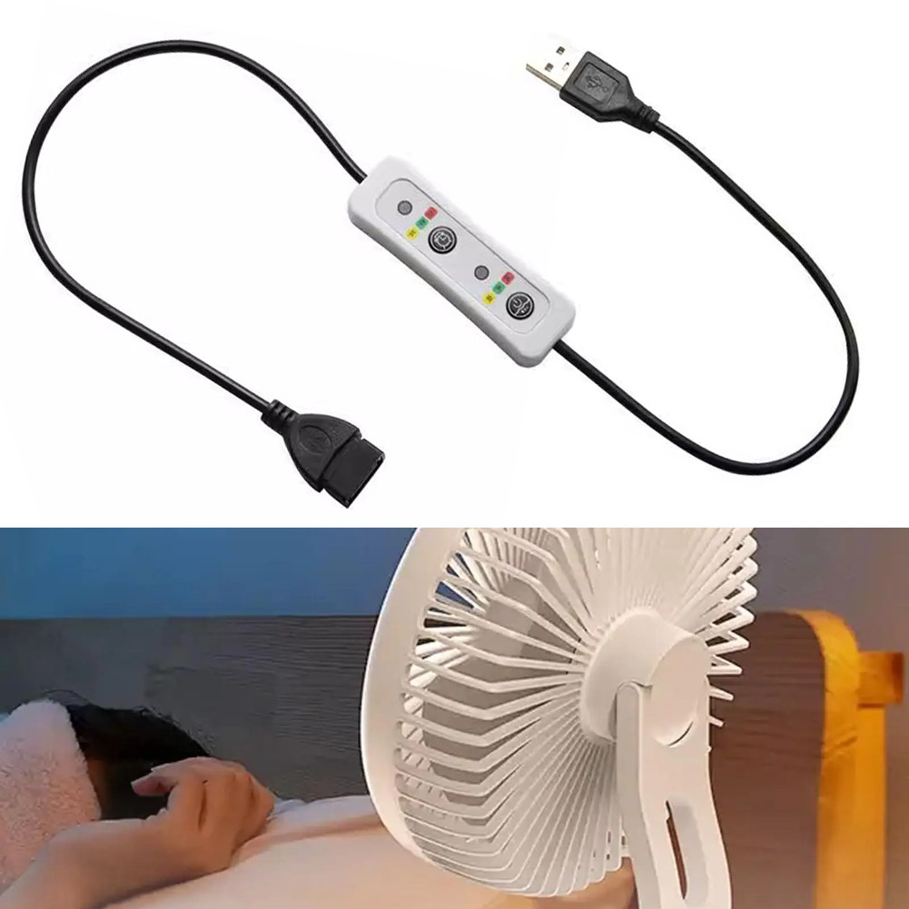 USB Timer Extension Cable for USB Fans Lamps Red Green Yellow Indicators