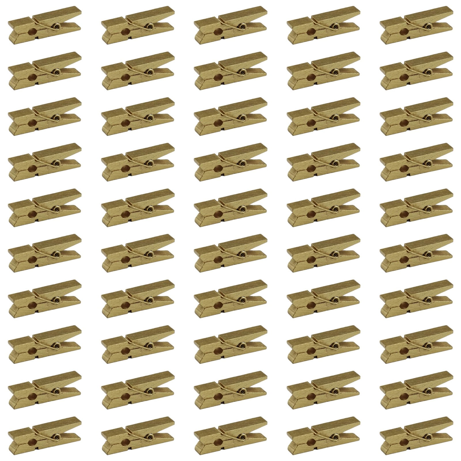 50 PCS 1.38 Inch Gold Mini Clothespins Small Wooden Clothespins Natural Wood ...