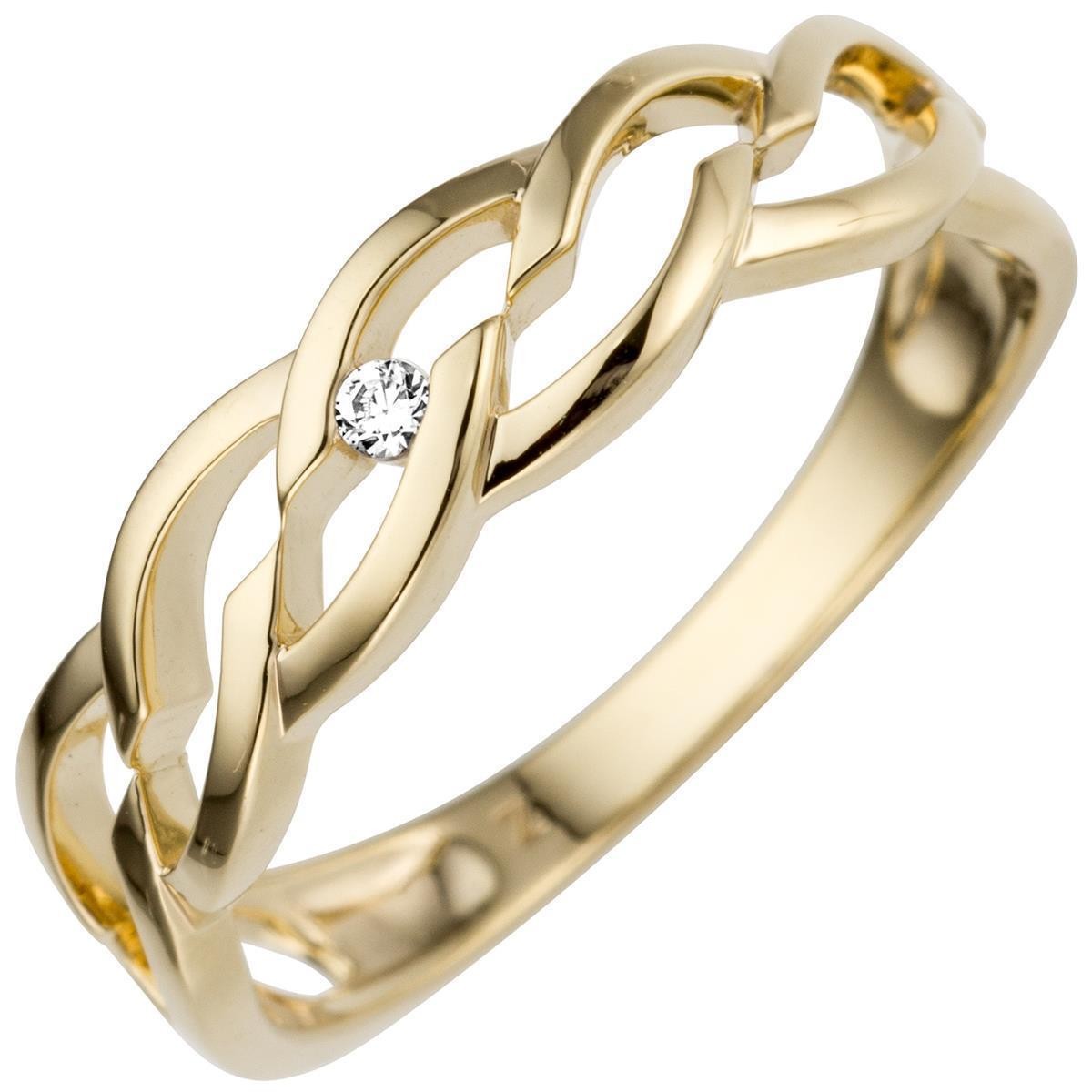 Jobo ladies' ring 585 gold yellow gold 1 diamond brilliant 0.02ct. RW: 52
