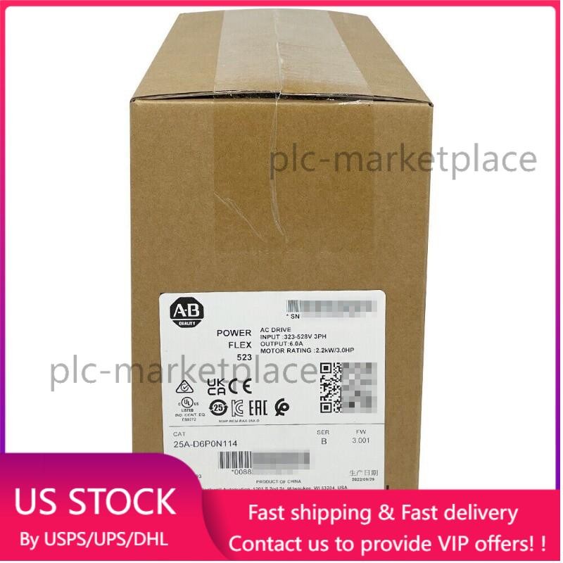 Allen-Bradley 25A-D6P0N114 PowerFlex 523 2.2kW (3Hp) AC Drive Surpl US Free Tax