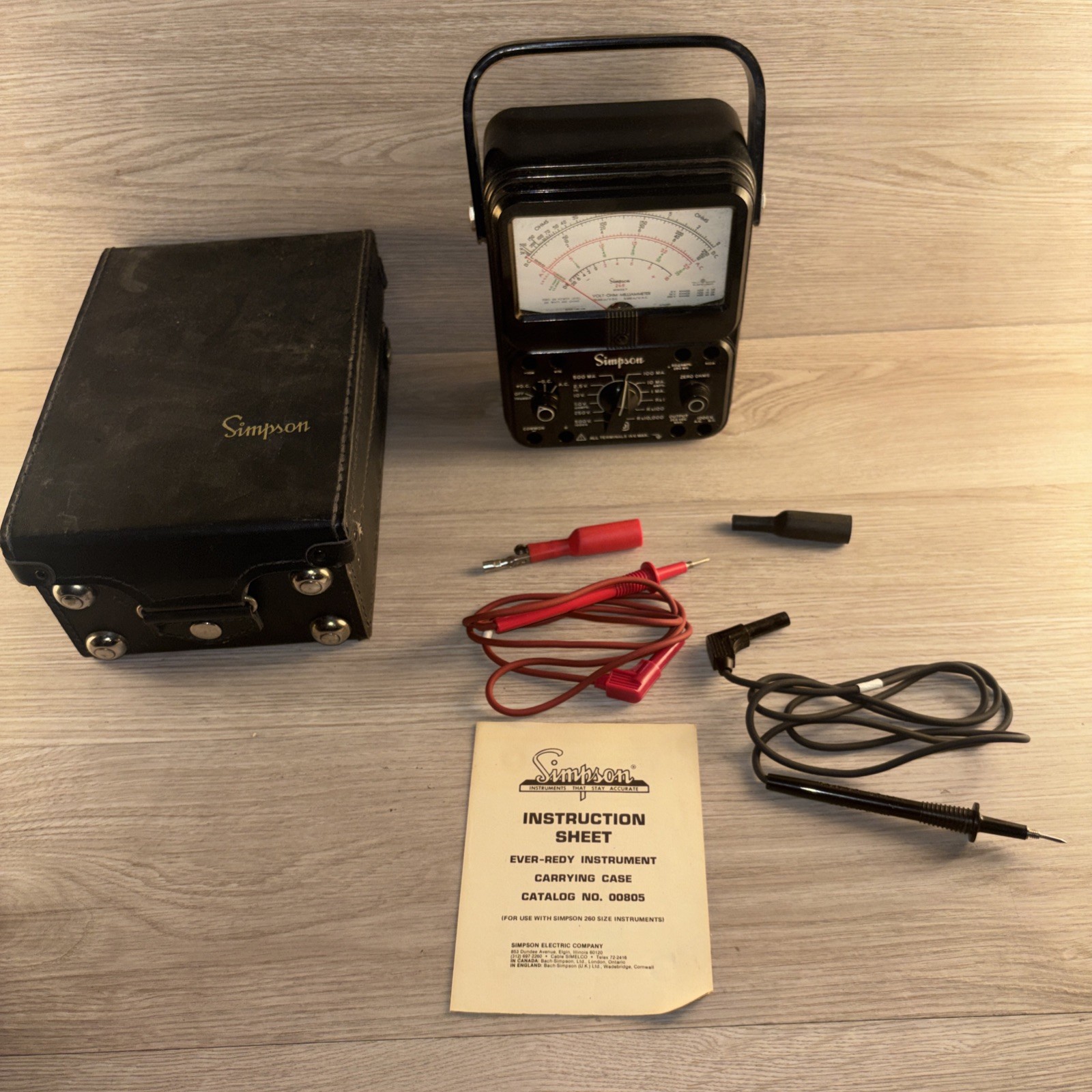 Simpson 260 Series 7 Multimeter With Leads, Case, & Instructions