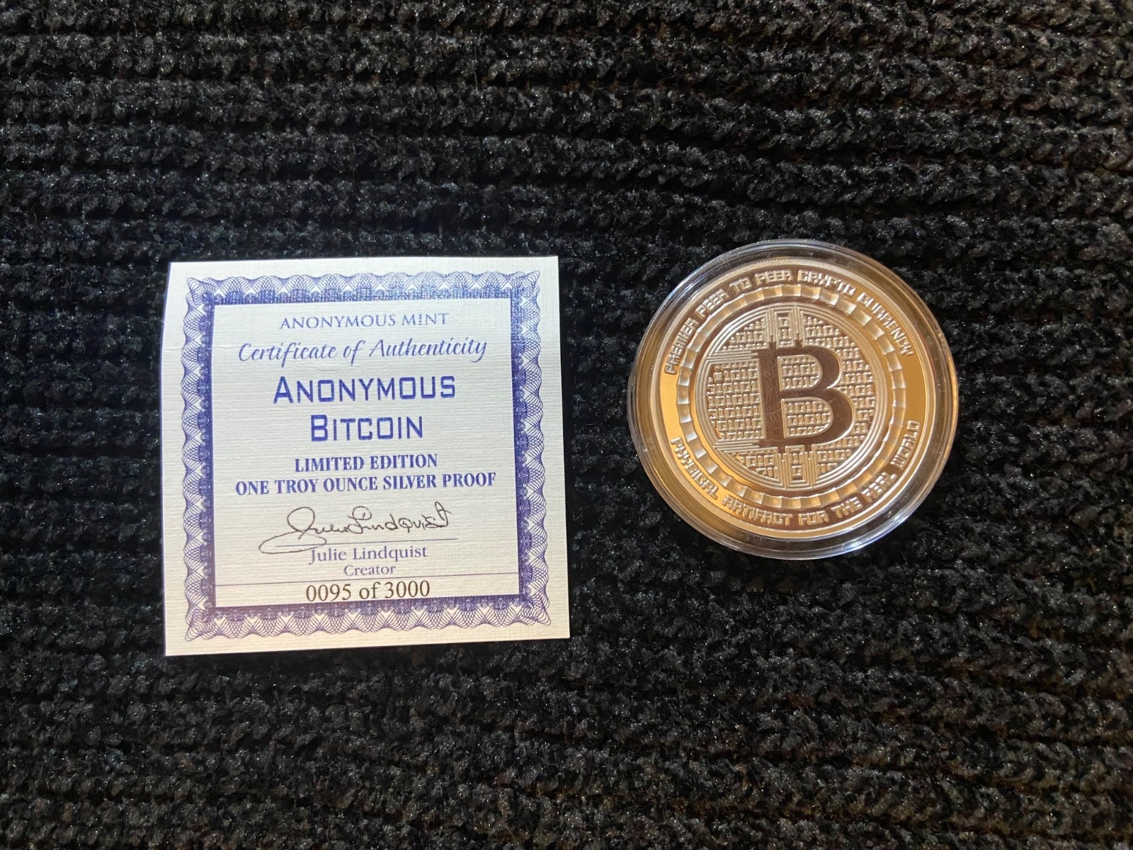 Anonymous Mint Bitcoin 1 Troy Ounce Physical Bullion Round Limited Edition