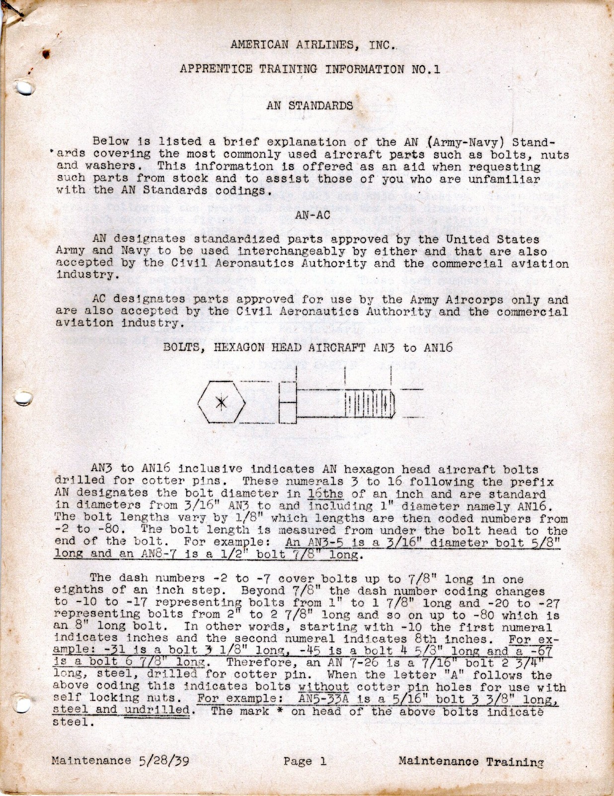 1939 AMERICAN AIRLINES Mechanic Apprentice Training Information Booklets 85 Pgs.