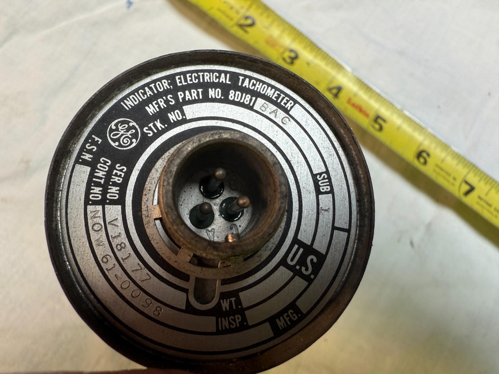 GE Tachometer Indicator 8DJ81-BAC 2000 RPM 1961