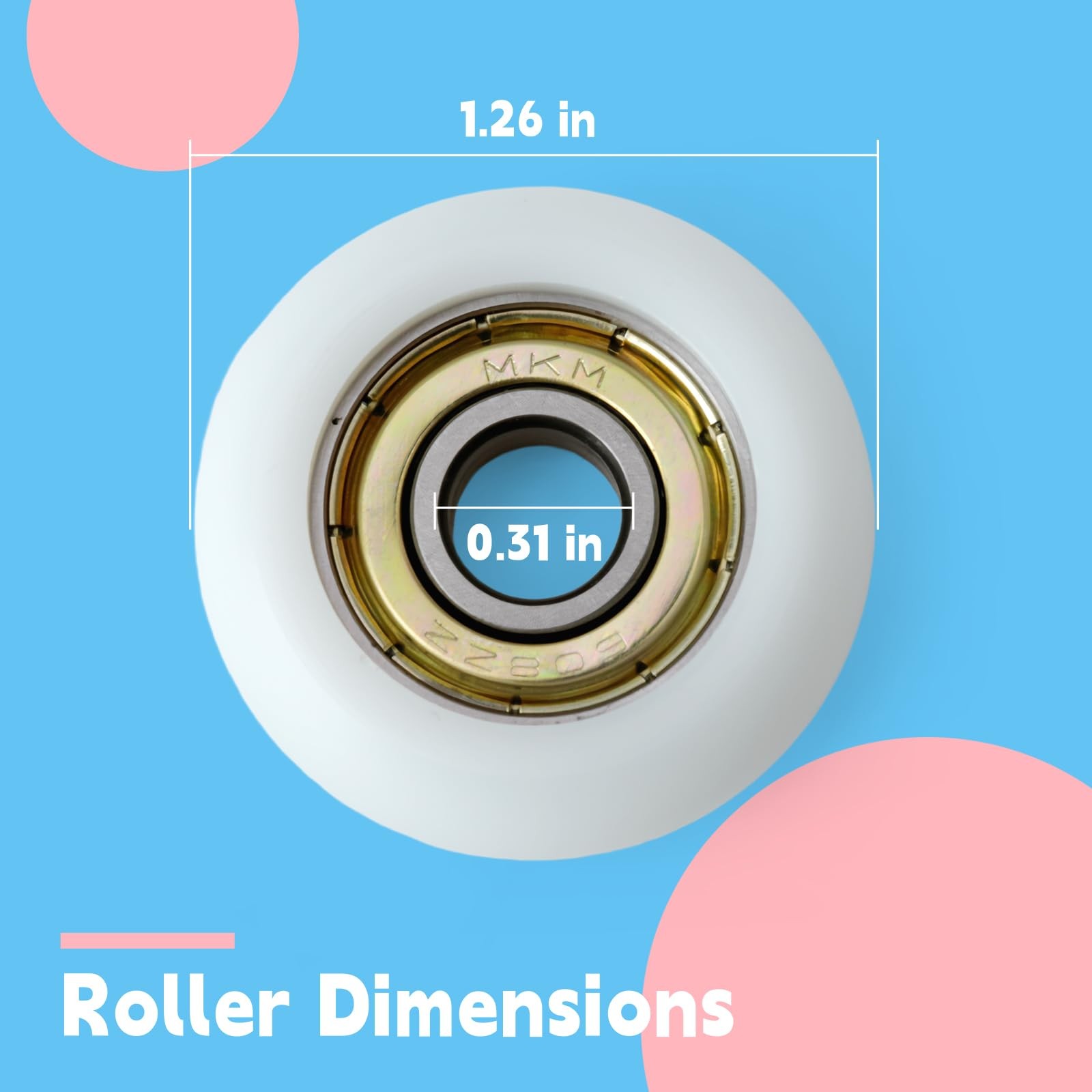 Replacement Roller Wheels for Pilates Reformer Machine 4 Pcs, 8mm Shaft