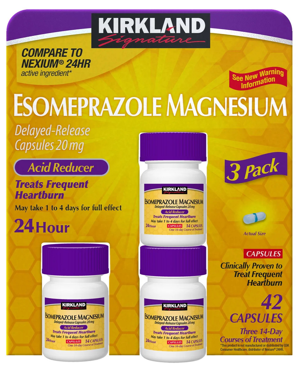 Kirkland Signature Esomeprazole Magnesium 20mg Acid Reducer 14 28 or 42 Capsules