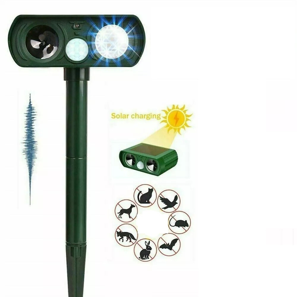 1 PK Animal Repellent Ultrasonic Solar Power Outdoor Pest Cat Mice Sensor PIR