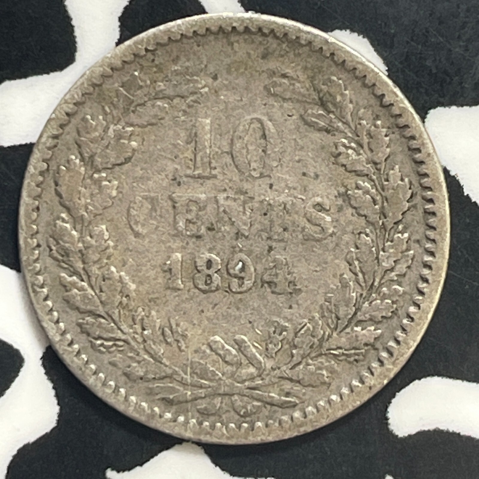 1894 Netherlands 10 Cents Lot#T1849 Silver!
