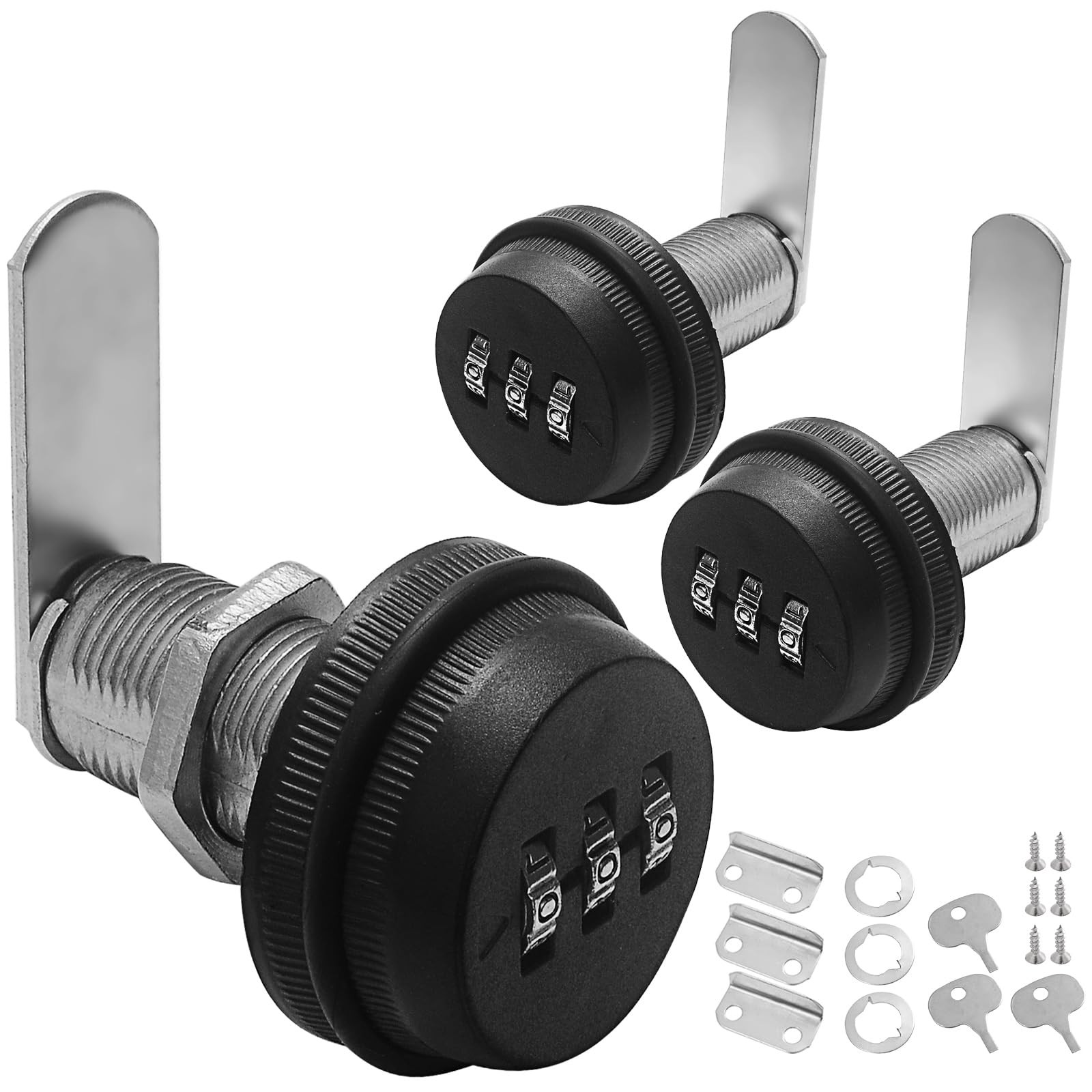 3 Pack Combination Cam Lock, 1-1/8" Keyless Cabinet Locks with 3-Digit Passwo...