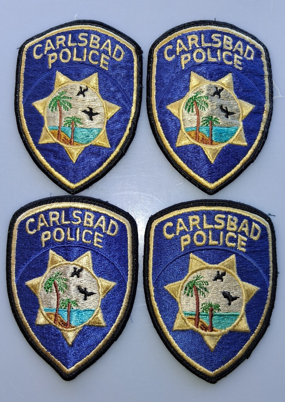 Carlsbad Police Patch 2 Matching Pairs (4) California San Diego Rare Patches Vtg