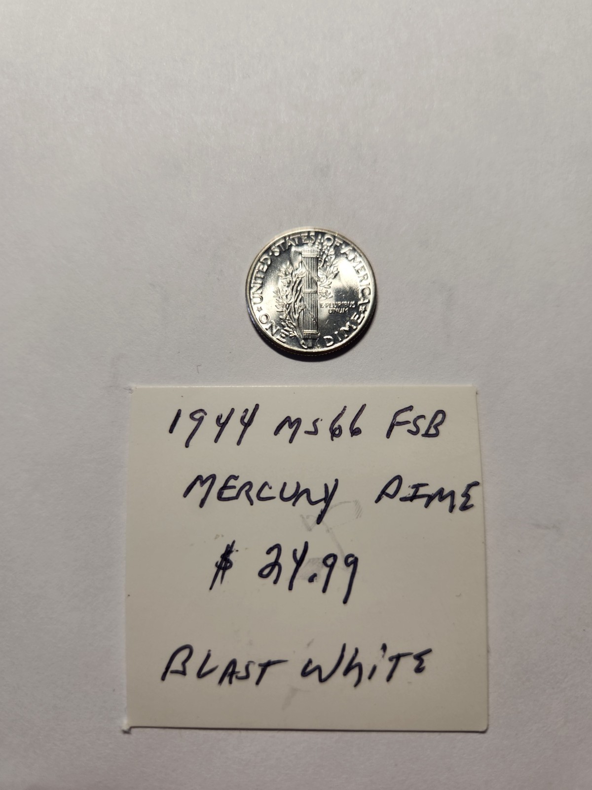 1944 UNC+++ Full Split Bands Mercury Dime Rare Blast White