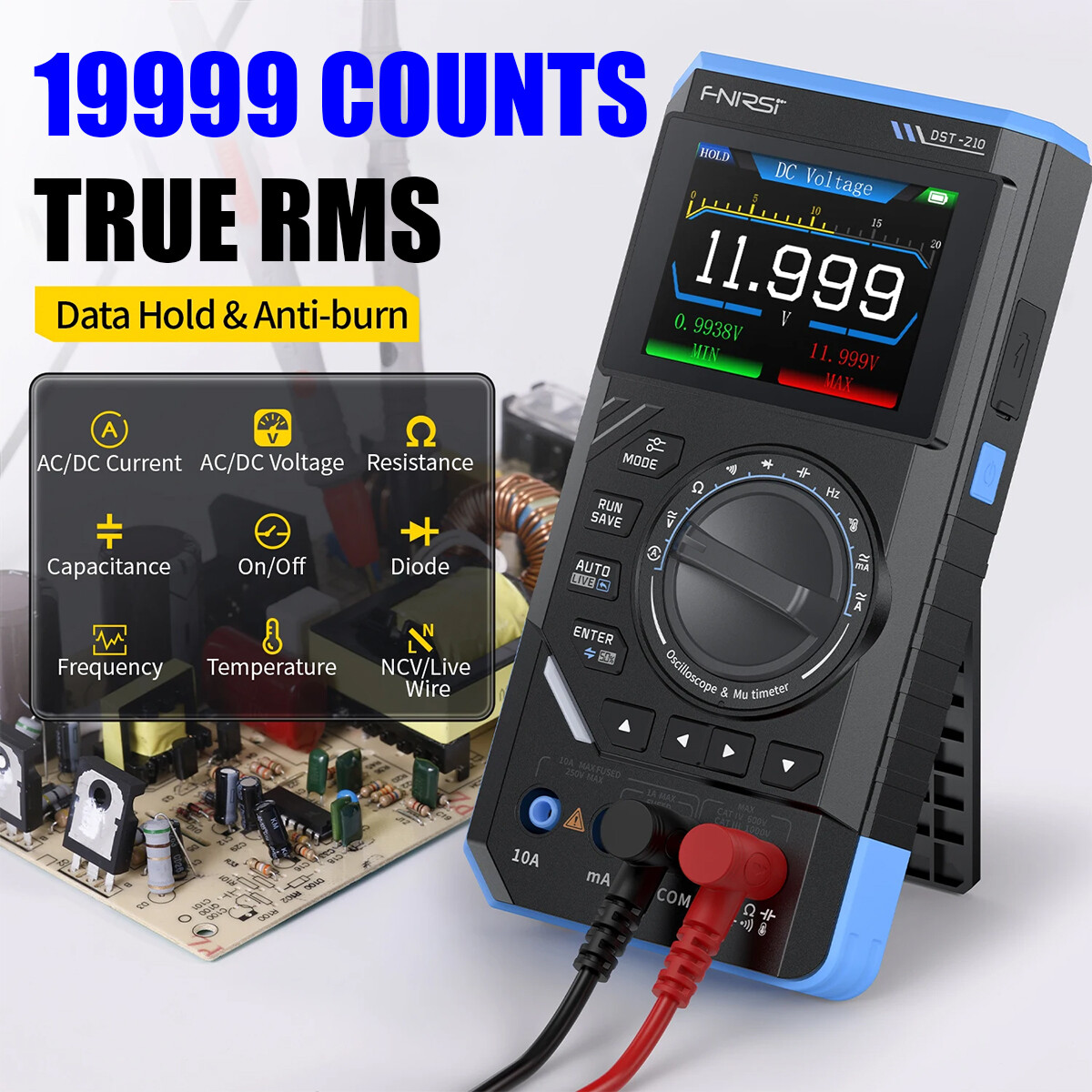 3 in 1 Oscilloscope Multimeter 10M Analog Bandwidth Counts 48MSa Sampling Rate