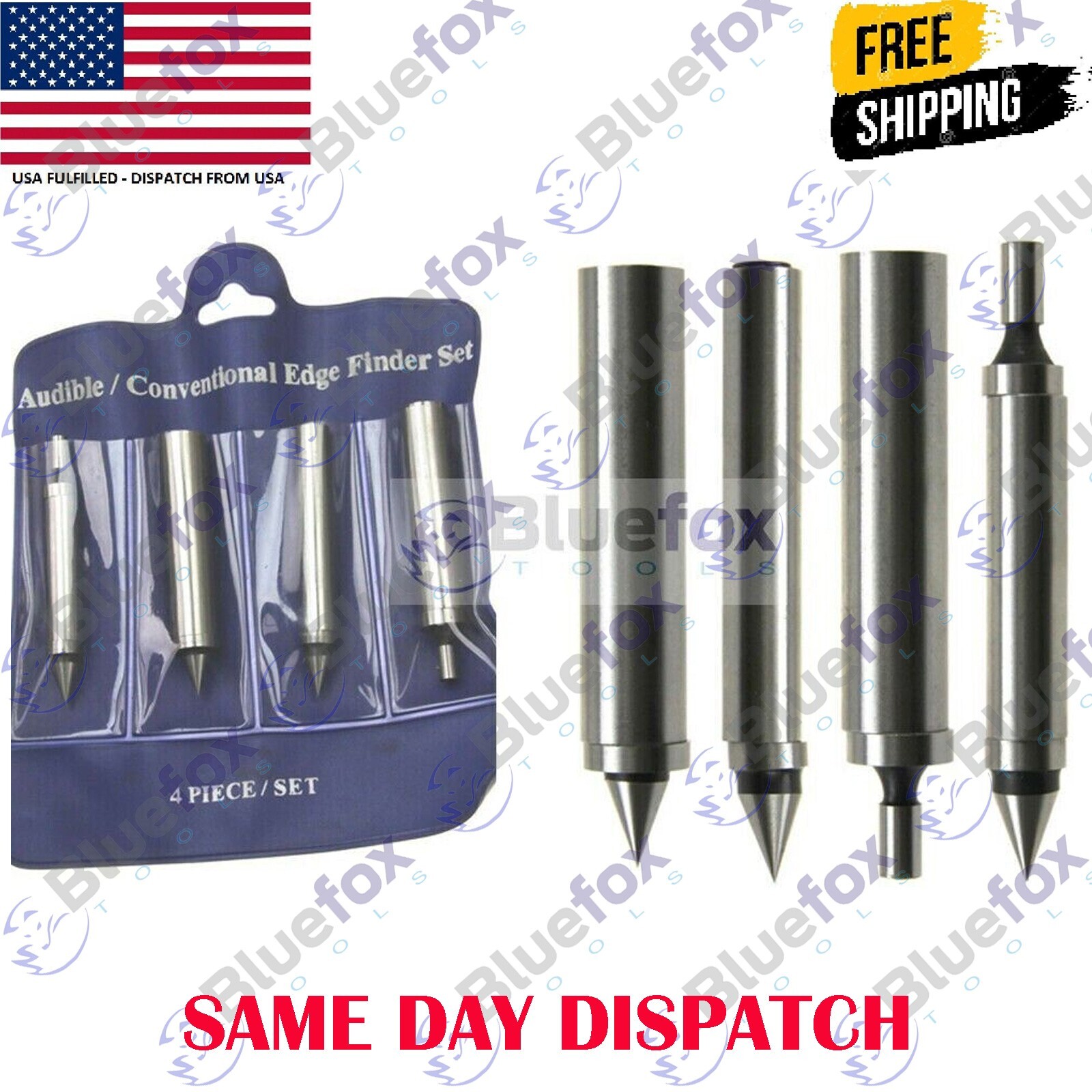 Single/ Double END EDGE FINDER Center Finder 4 pc Set Wiggler Mill CNC Bluefox