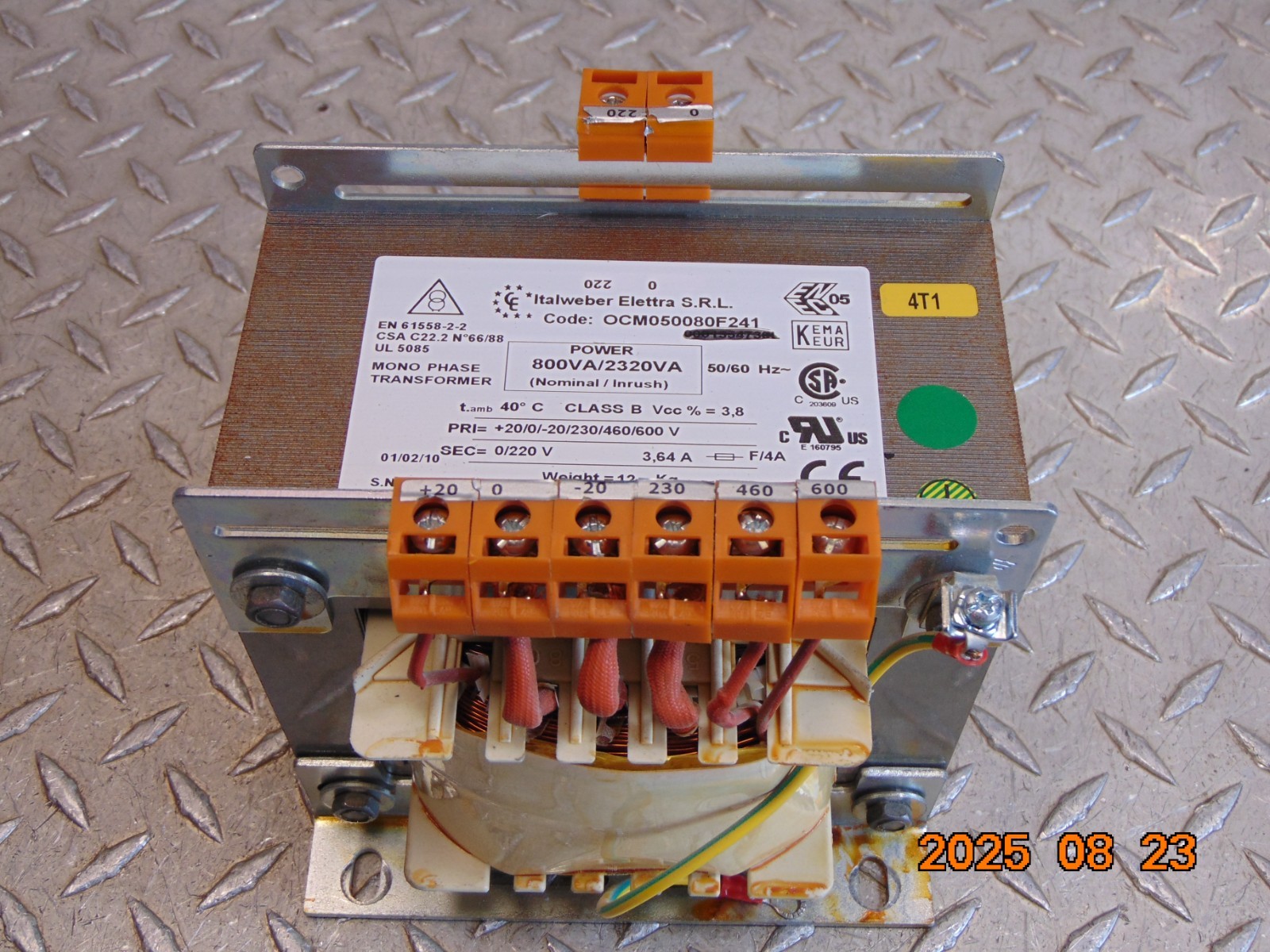 ITALWEBER ELETTRA OCM050080F241 800VA/2320VA MONO PHASE TRANSFORMER