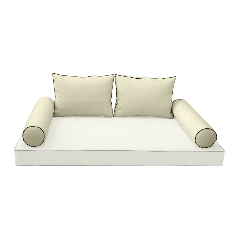 |COVER ONLY| STYLE 1 Twin Bolster Pillow Daybed Porch Swing Contrast Trim AD005