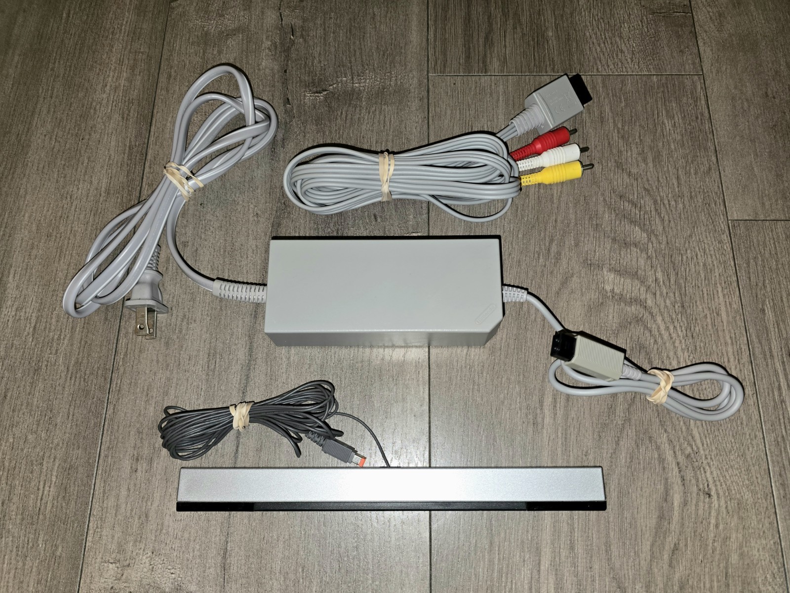 Original OEM Nintendo Brand Wii Power Cord, AV Cable, Sensor Bar Bundle - TESTED
