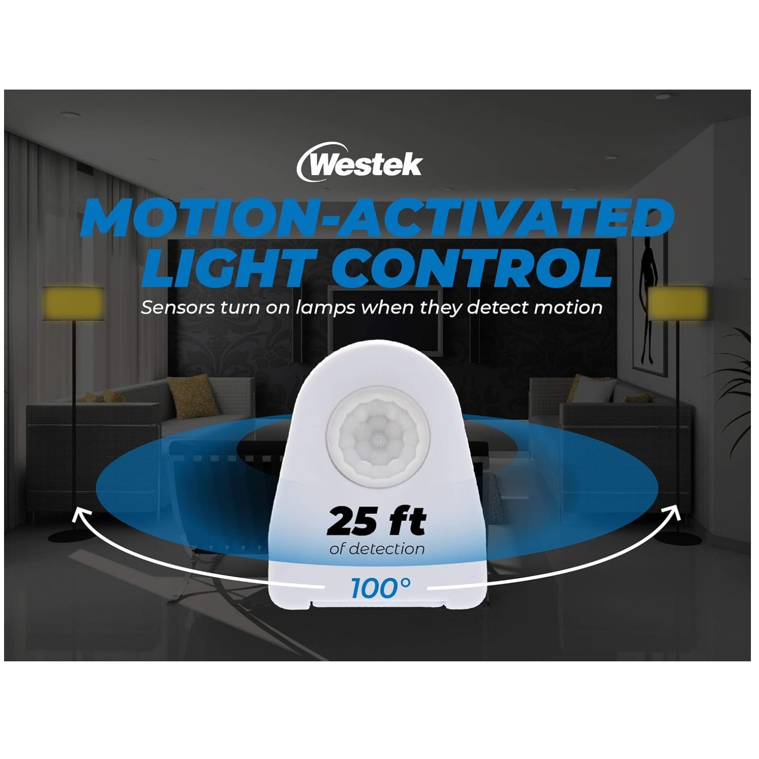 Motion Sensor Outlet Light Control, 2 Pack - 25ft Range