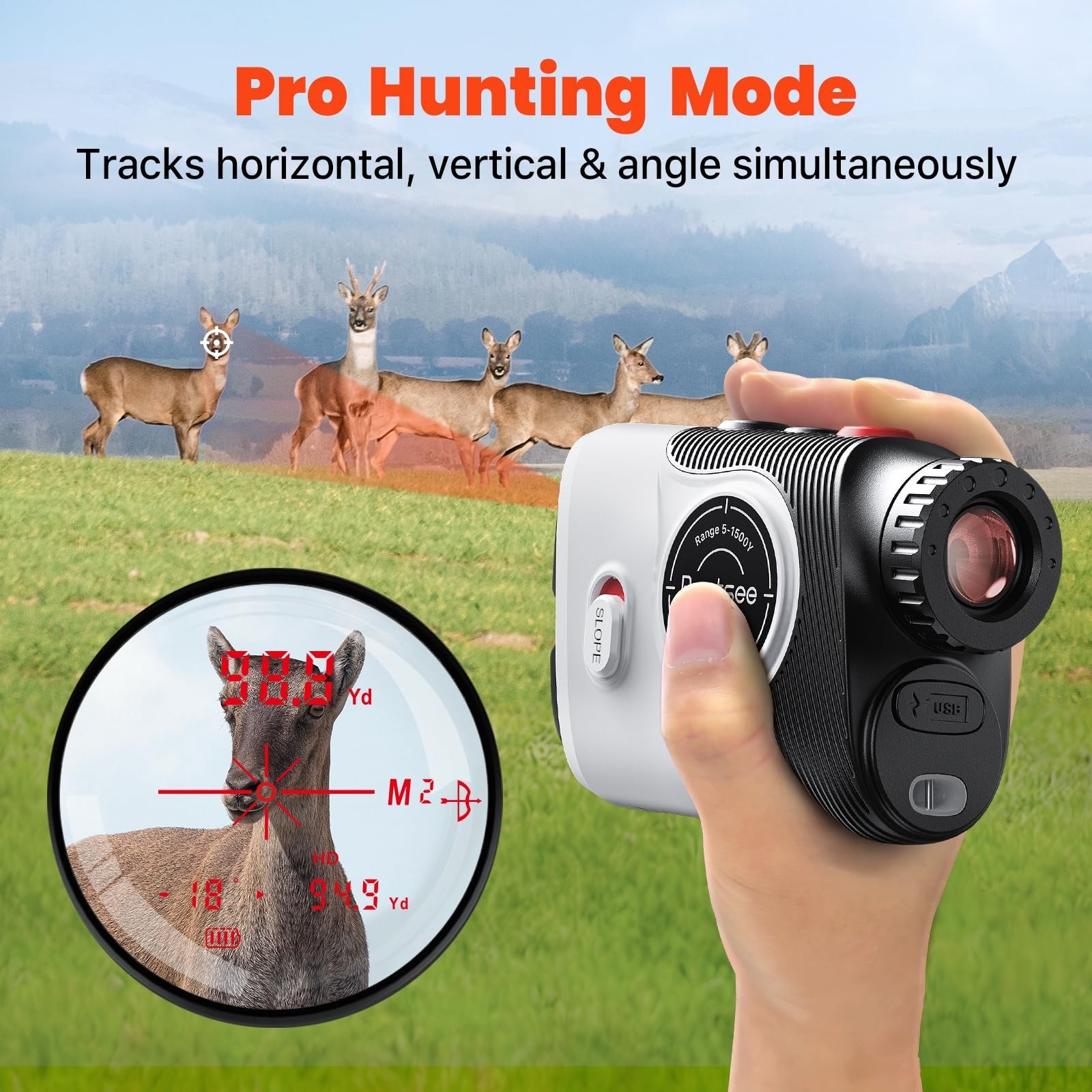 Golf Laser Rangefinder with Slope, 1500Y Range Finder, 0.3s Flagpole Locking ...