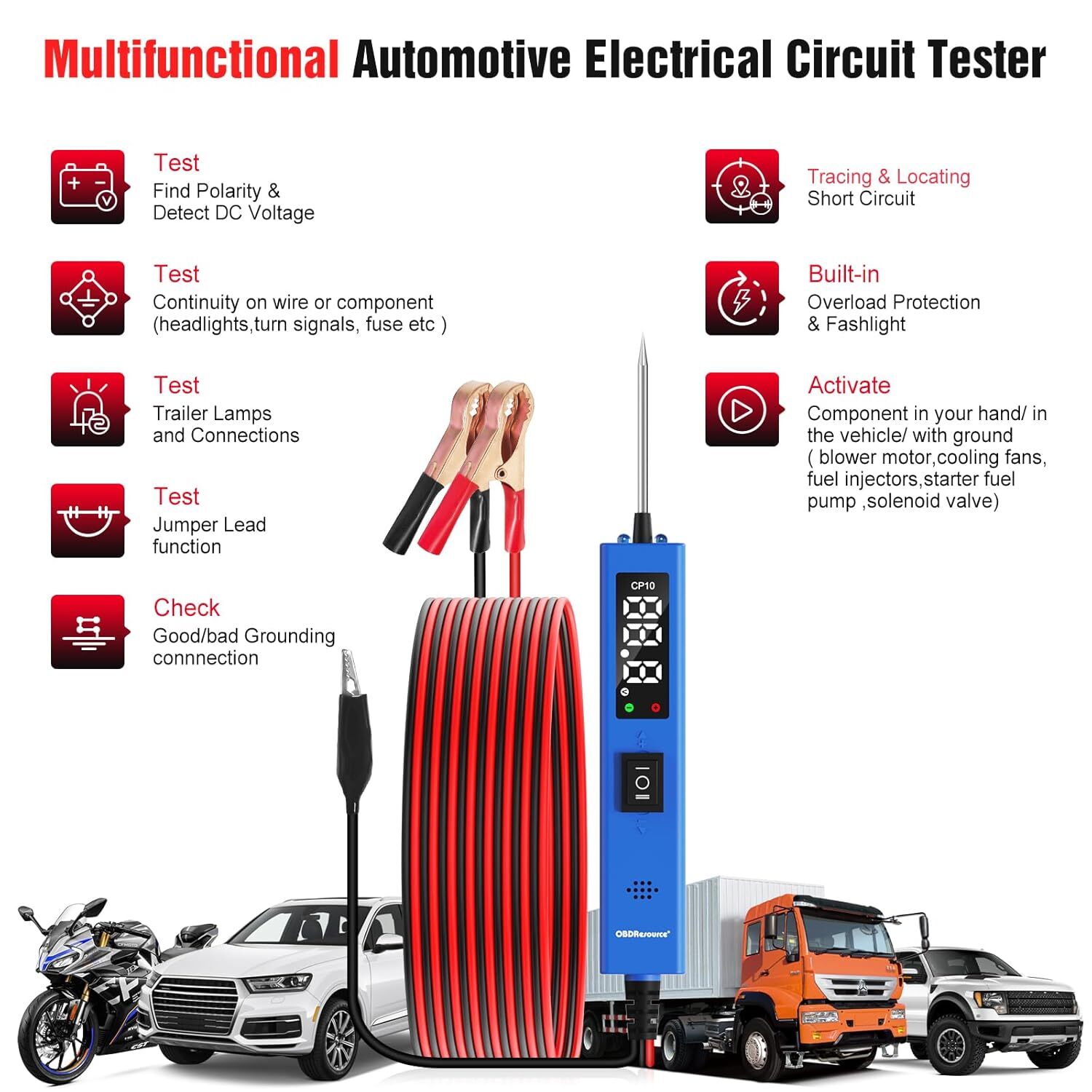 0-80V Automotive Circuit Tester Car Power Circuit Probe Tester Electrical Tool