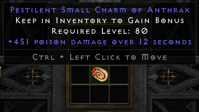 451 Poison Damage Small Charm 313 PDSC- Diablo 2 D2R Ladder/Non-Ladder PC/PS/NS