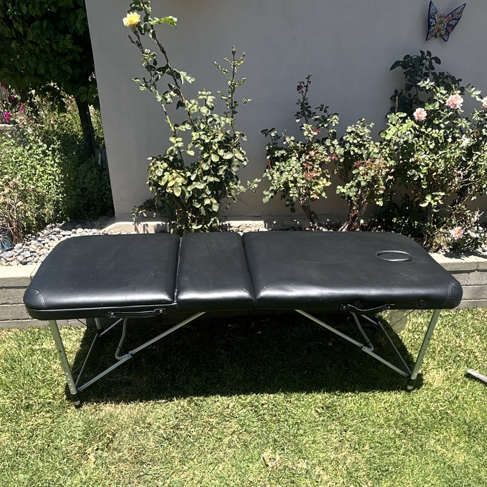 Black Portable Foldable Massage Table w/ Face Hole, Aluminum Frame & Carry Case