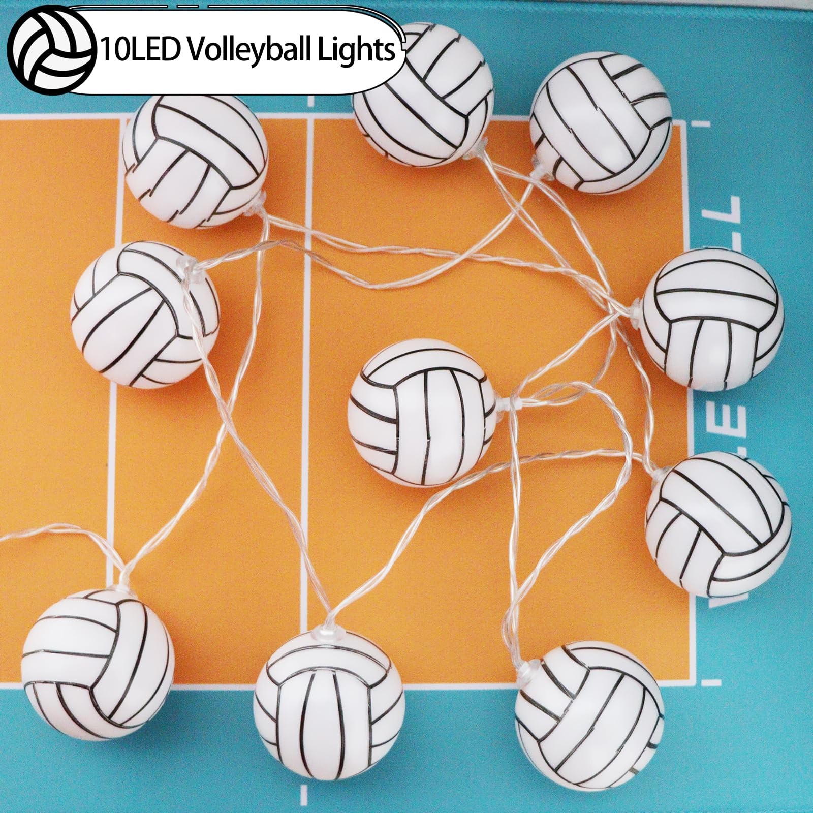 Volleyball Decorations String Lights, Timer Battery Operated 5.5ft 10LED Room...