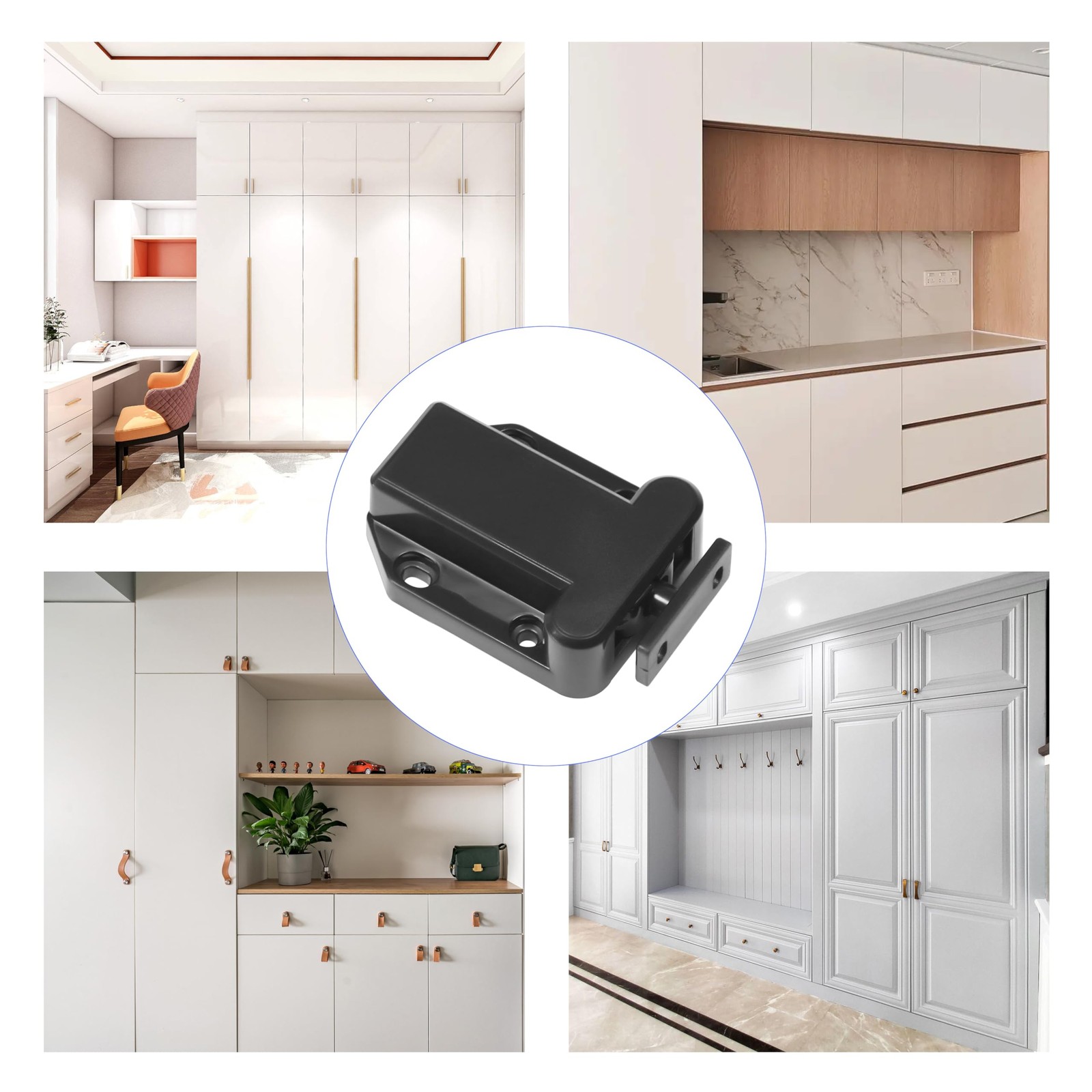 2 Packs Push Latch Rebound Self-Locking Device Automatic Pop-Up Cabinet Lock