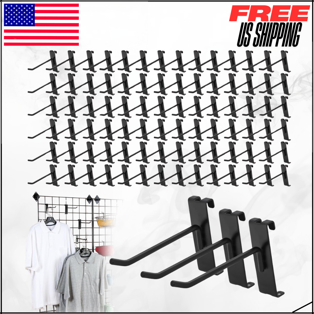 Gridwall Hooks 4" Heavy Duty Metal Display For Retail Store & Garage 100PC