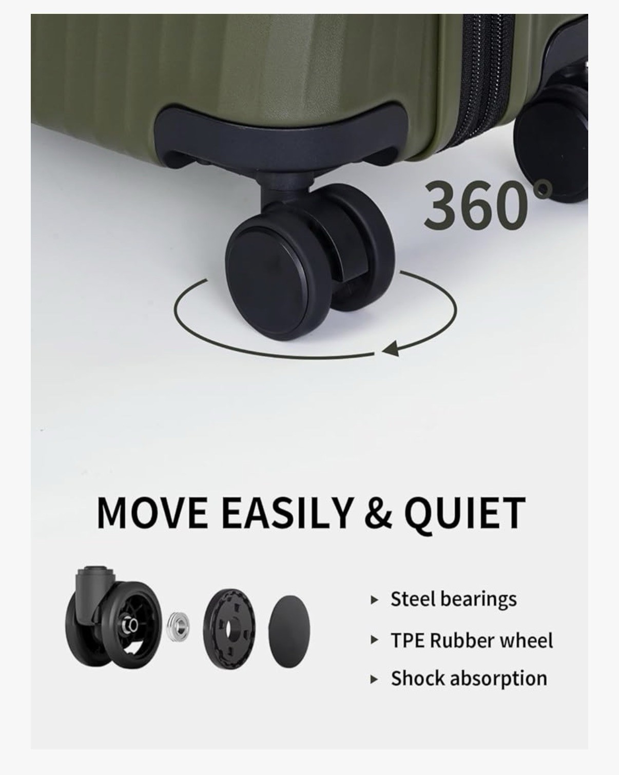 Ecohub Green Polycarbonate Spinner Suitcase 82L Expandable TSA Lock