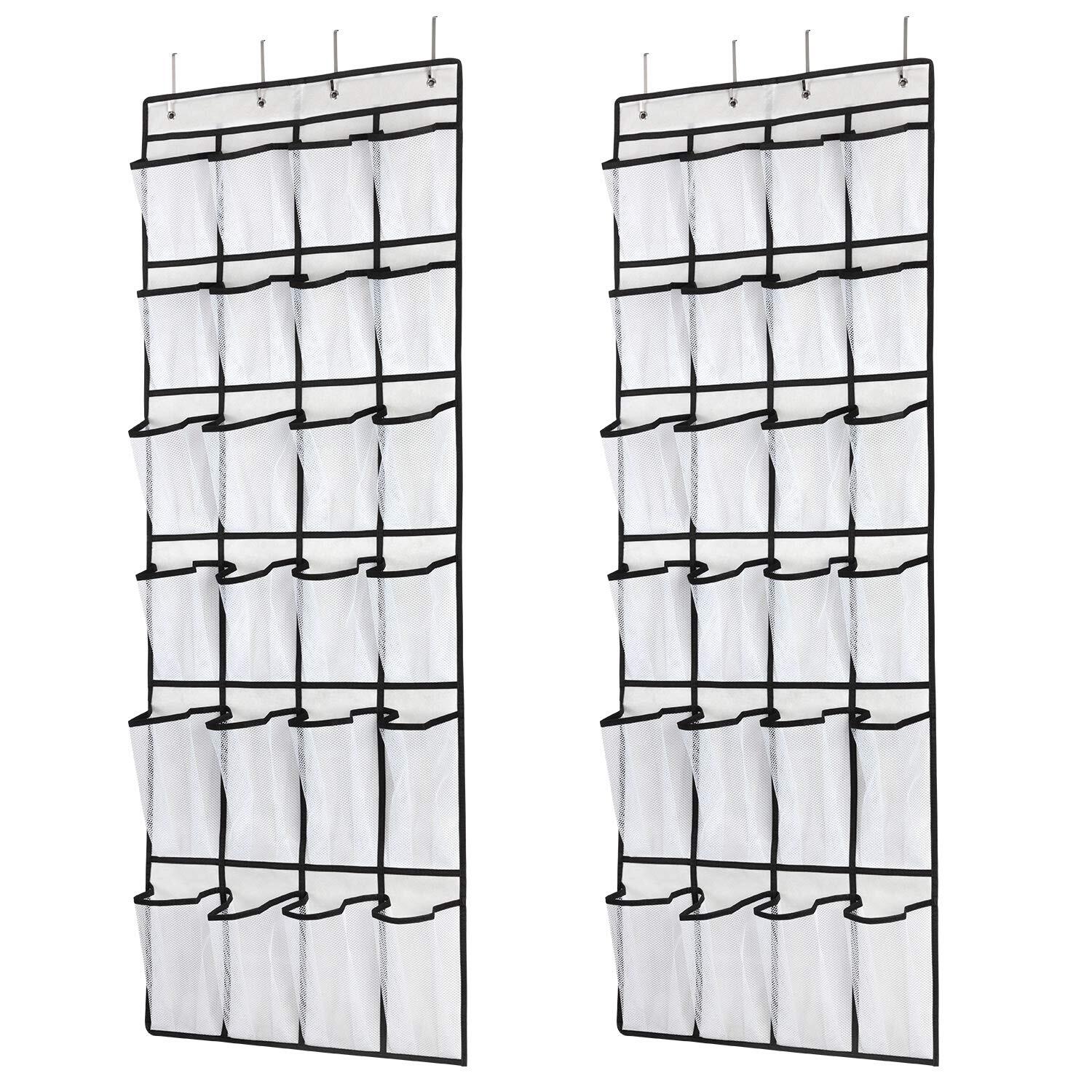 SAVERHO Hanging Shoe Organizer Over The Door Shoe Organizer with 24 Mesh Larg...