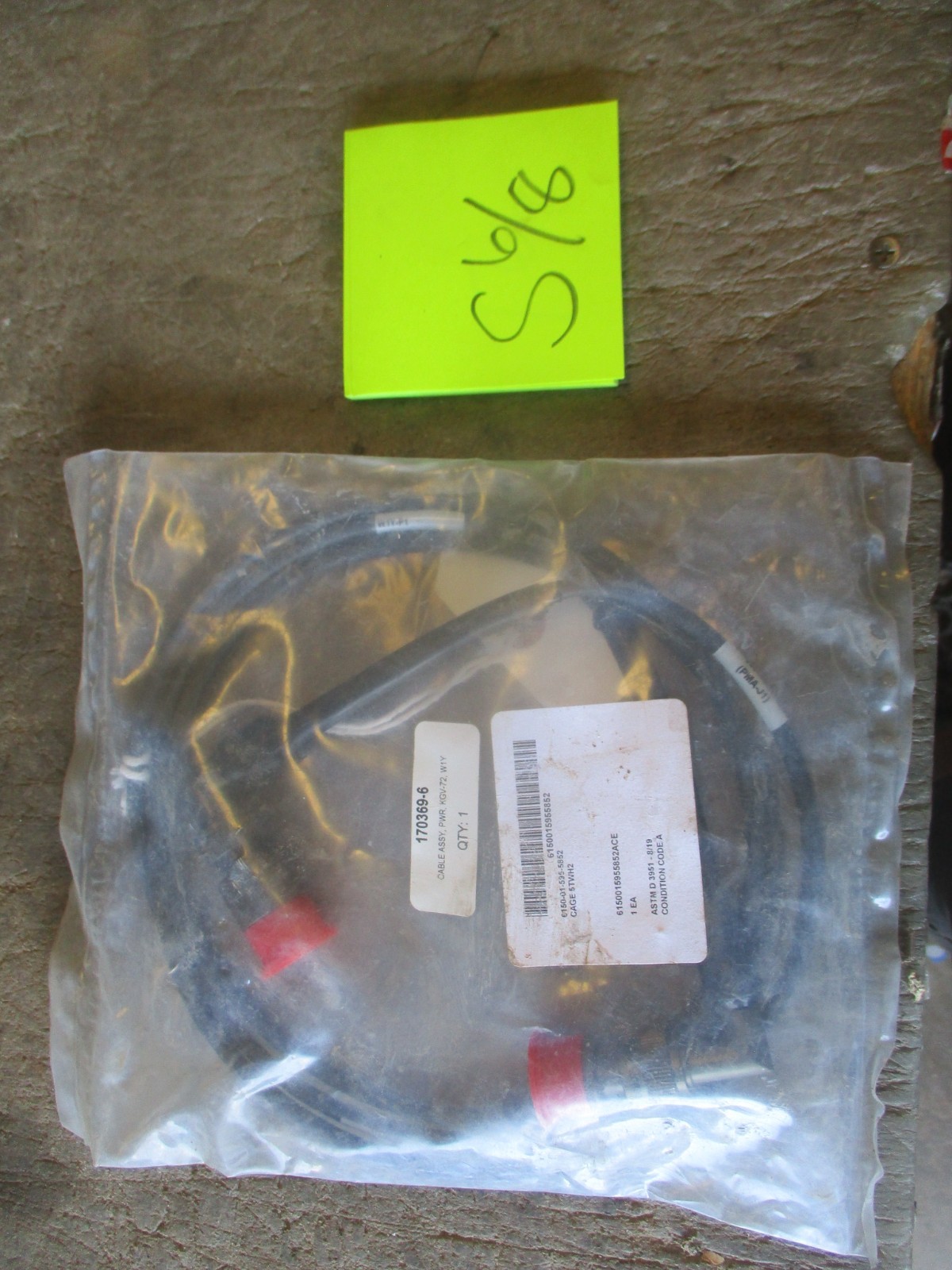 NIW Power Cable, KGV-72, W2Y, PN 170369-6, ACE or DRS Tactical