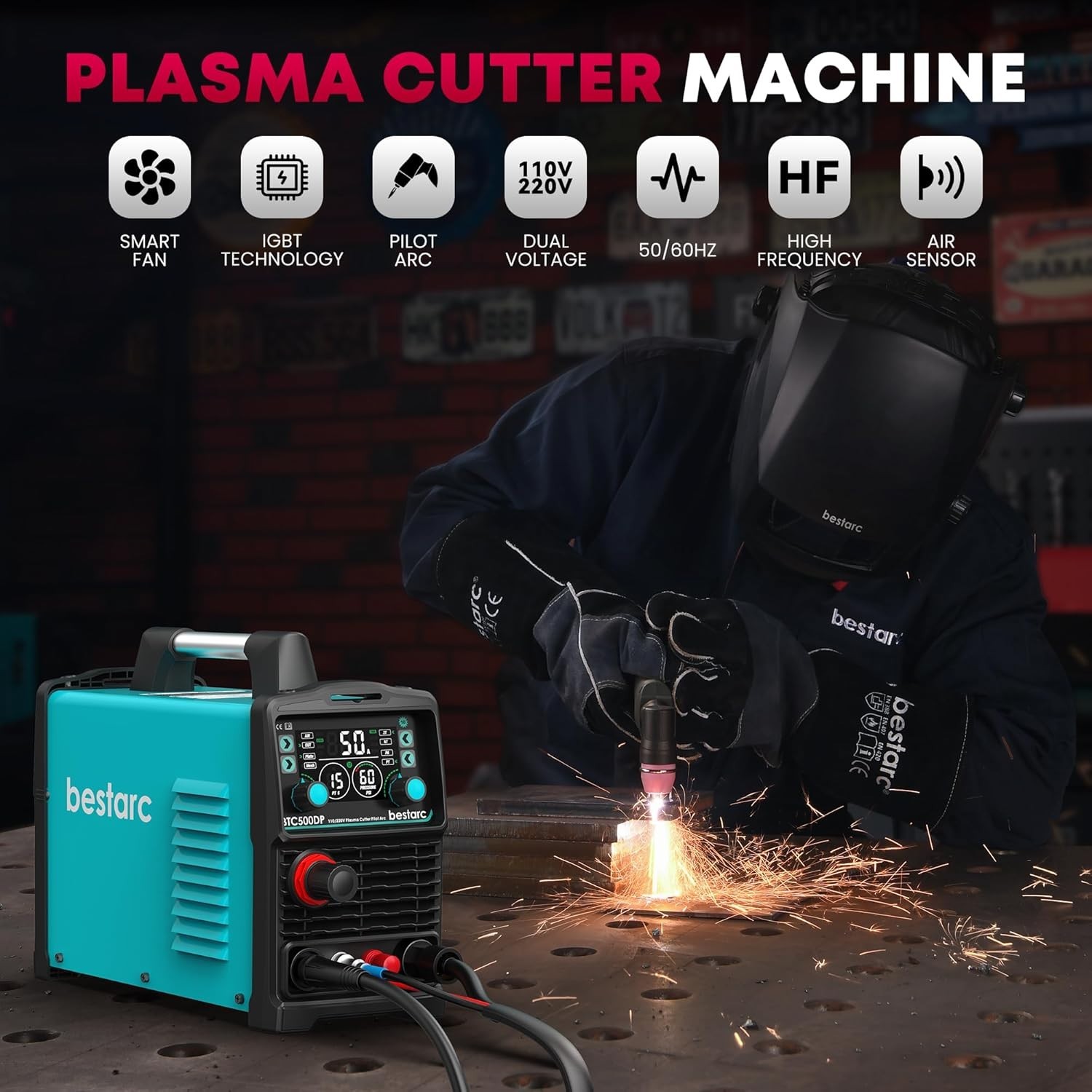 Plasma Cutter, [Pilot Arc][Large LED Display][Air Sensor]50A bestarc Plasma