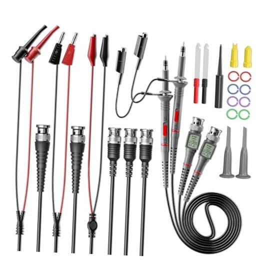 Universal Oscilloscope Probes with X1/X10 100Mhz 2PCS with 4PCS BNC Test Leads