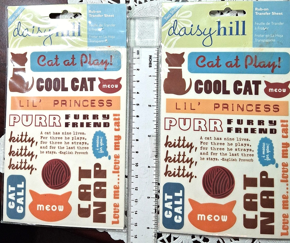 Daisy Hill Cat's Meow  #906198--- 2  sets Rub-On Transfer Sheets/2 sided