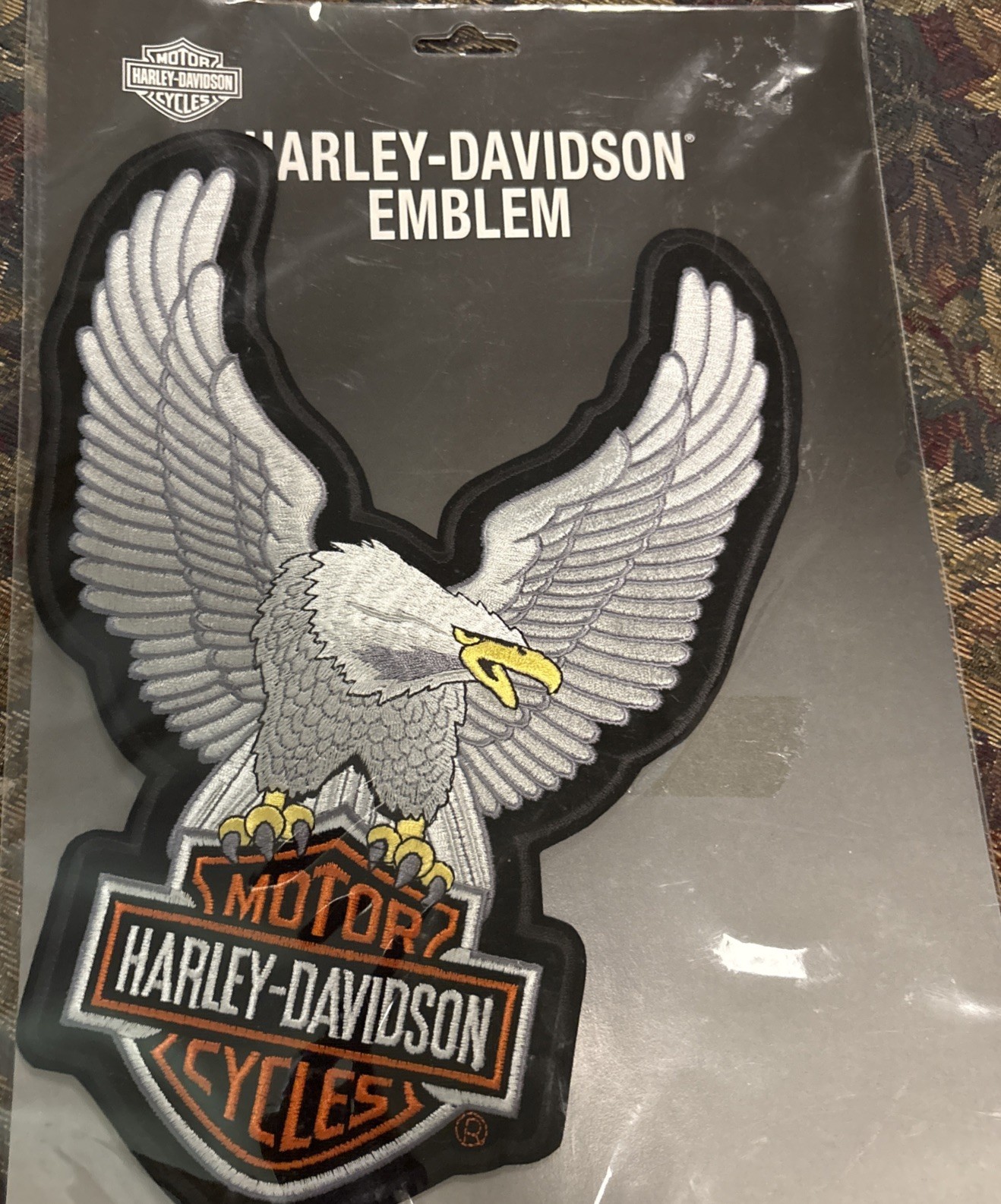 NIP Emblem Harley DavidsonUpwing Eagle Silver Davidson Motor Cycles Sew On Patch