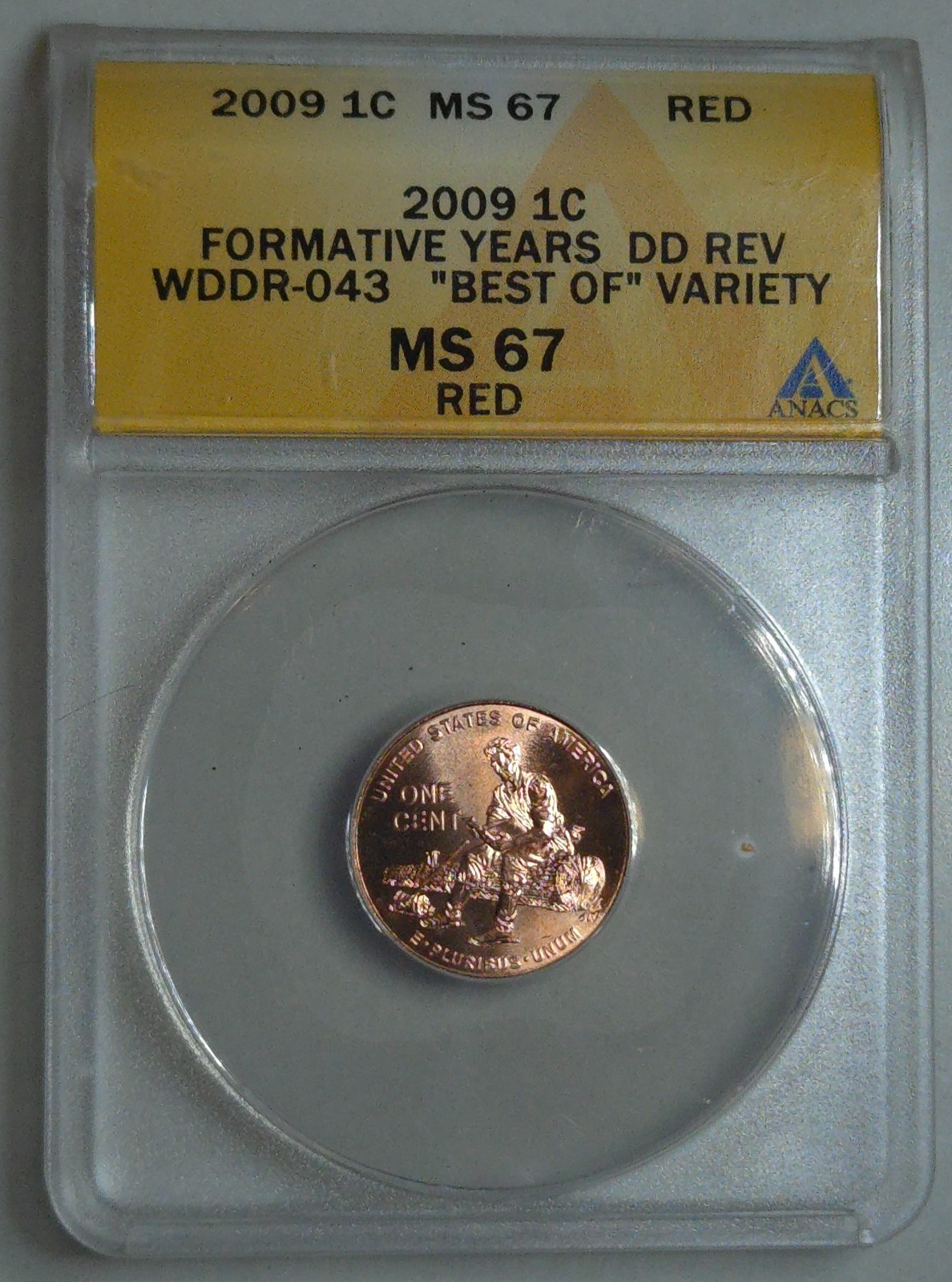 2009-P Lincoln Cent ANACS MS67 RED Doubled Die Reverse FS-801 / WDDR-043 Rare