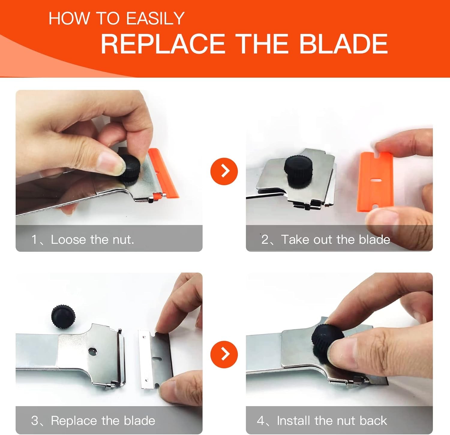 Razor Blade Scraper, Long Handled Scraper Tool with 10 Extra Replacement Blades,