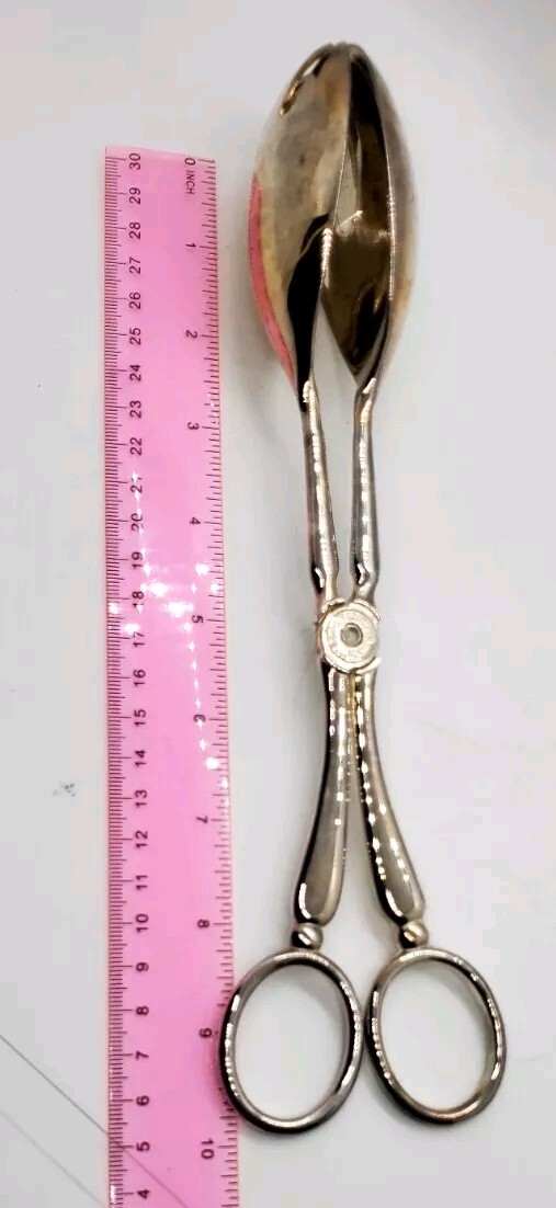 Vintage 10" Silverplate SALAD SERVING Fork / Spoon Tongs