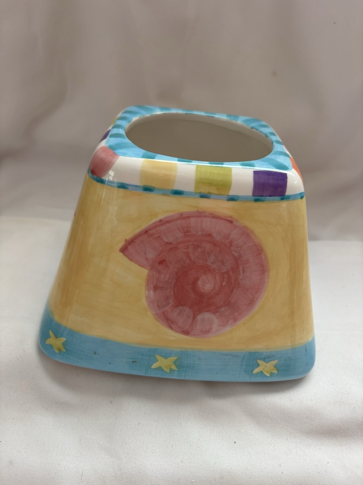 Maret Village Candle Porcelain Candle Shade Topper Beach Motif  6”
