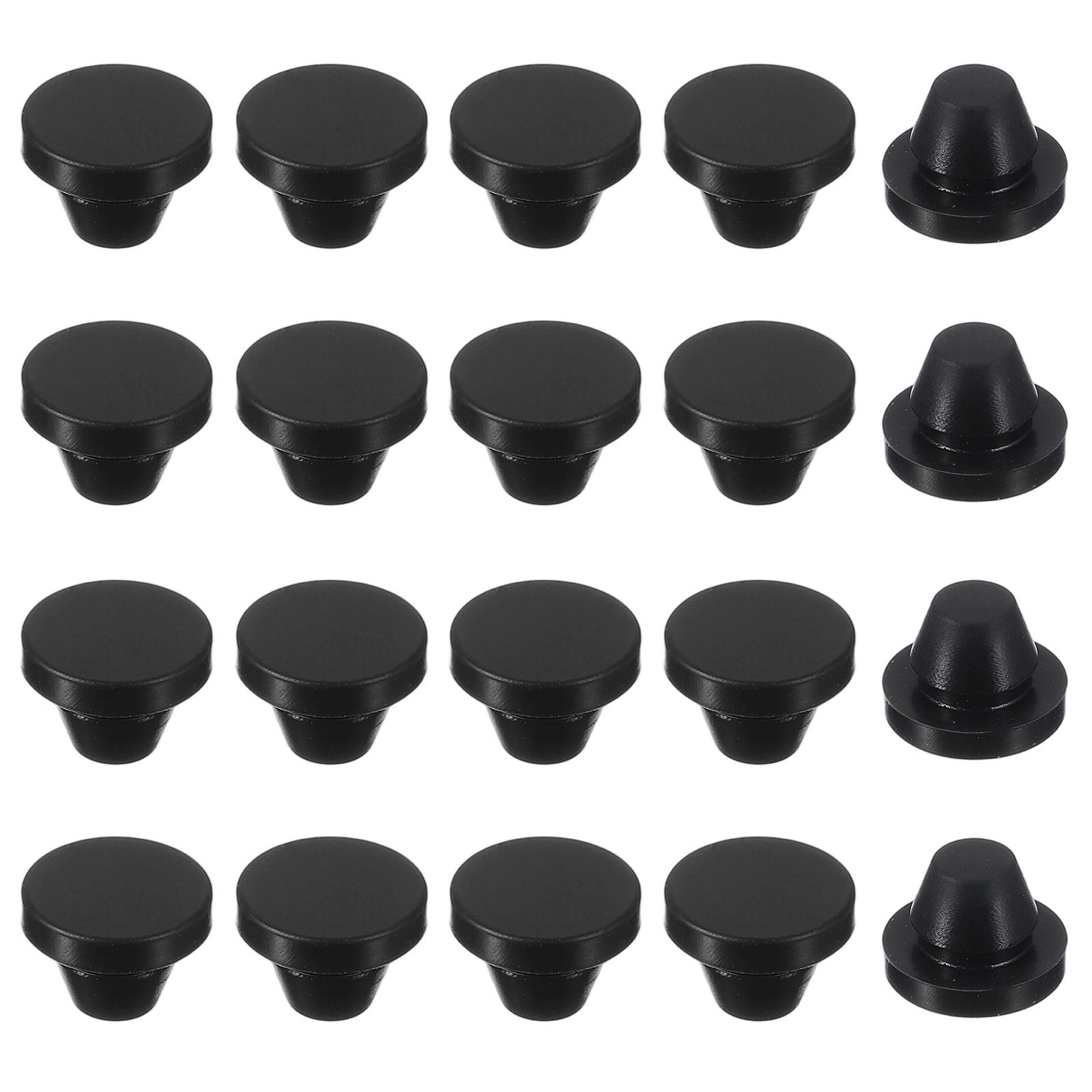 Rubber Silicone Hole Plugs for 6.0-7.0 mm Round Holes 6 mm & 20 Pack & Black