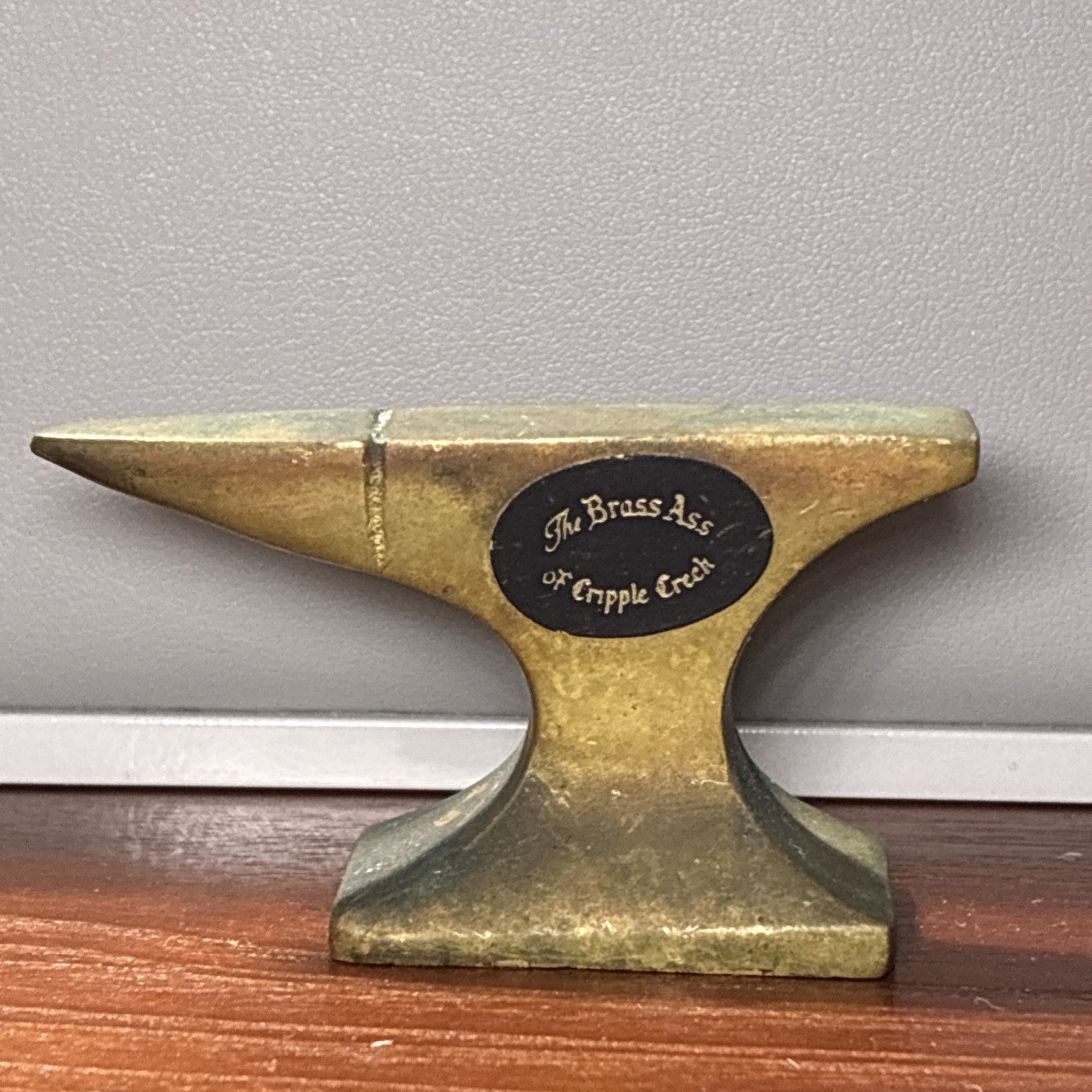 Miniature Vintage Brass Anvil Paperweight Heavy Patina The Brass Ass