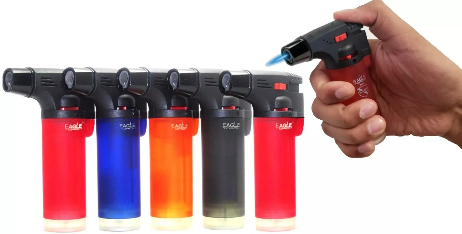 15 Pack Eagle Butane Jet Torch Gun Lighter Windproof Adjustable Flame Refillable