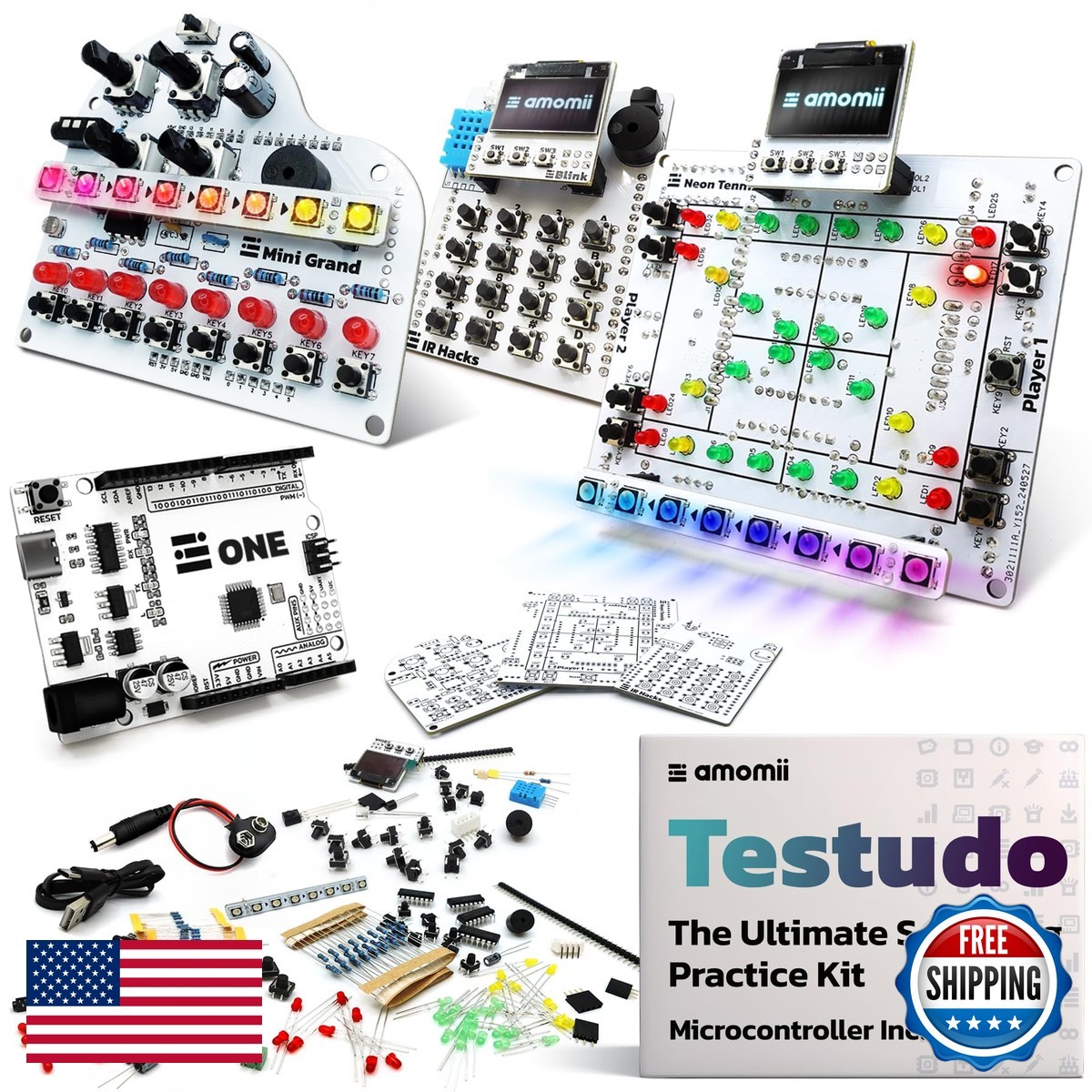 amomii Testudo Soldering Practice Kit Build 3 Gadgets Arduino Compatible