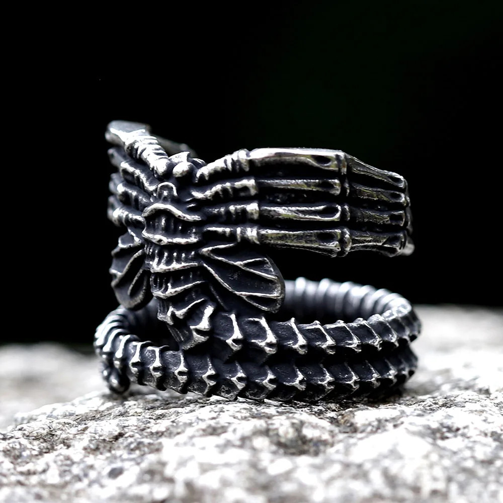 New 316L Stainless Steel Alien Finger Ring For Man Women Jewelry Ring Size 7-13