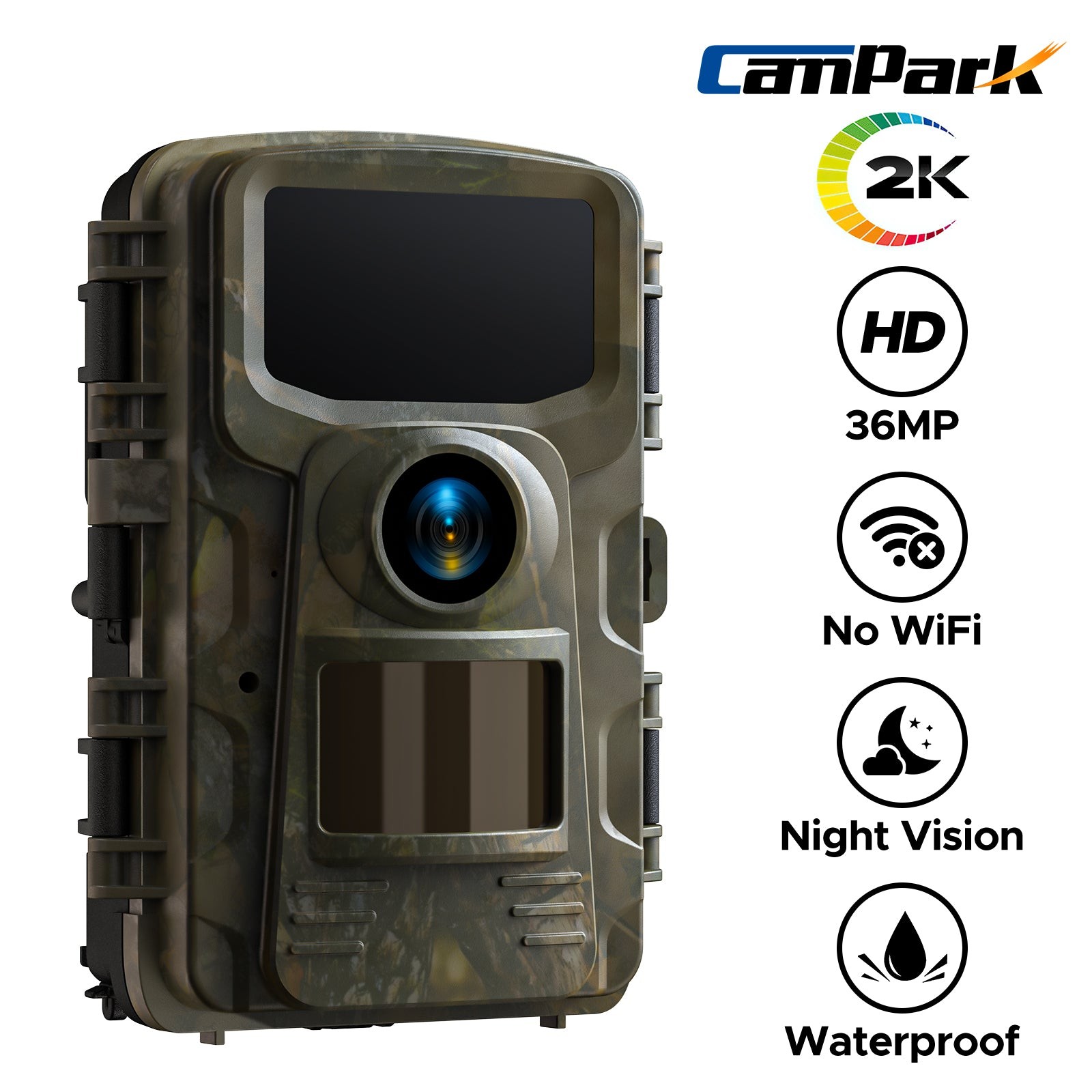 Campark Trail Camera 2K 36MP Wildlife Hunting Game Cam for Home Security Cam