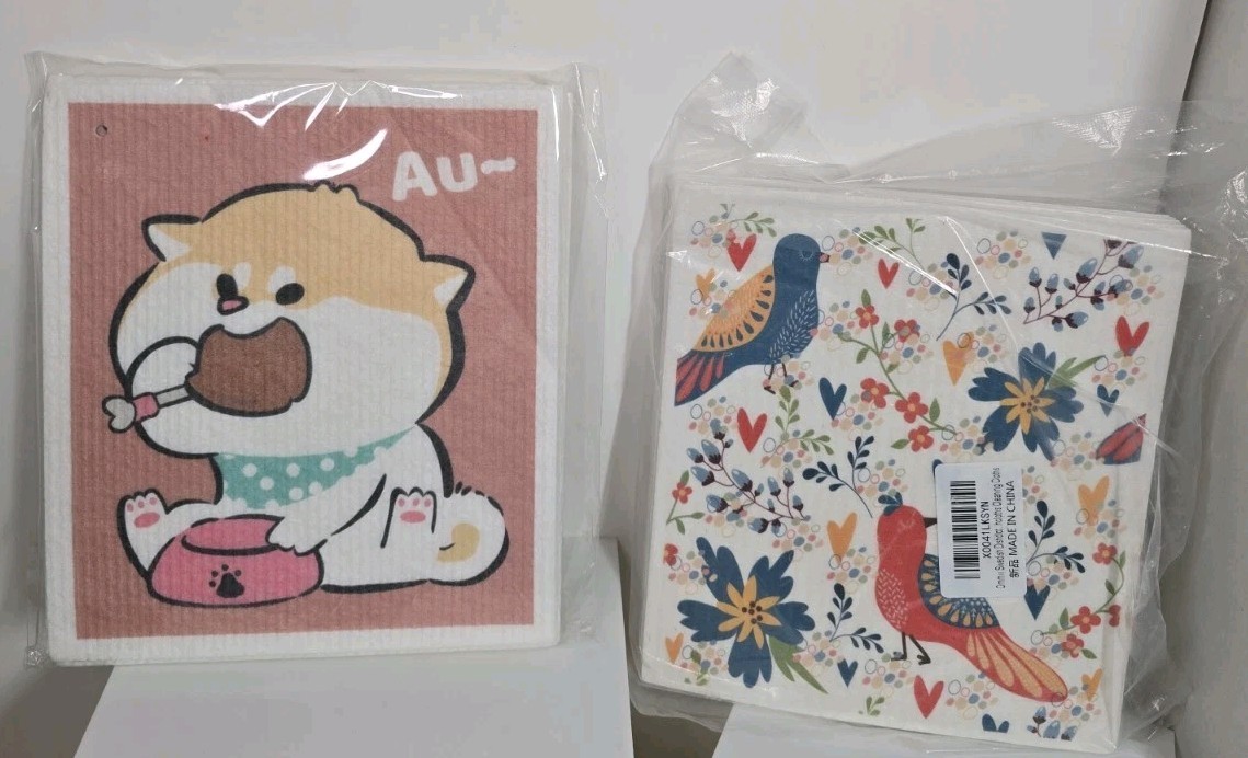 Lot Of 2~ Cellulose Cartoon And Swedish Dishcloths Cleansing Cloths Reusable