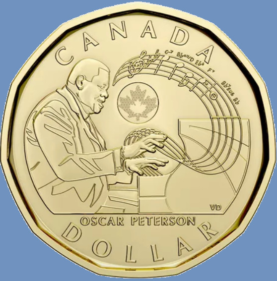2022 Canada Oscar Peterson Non-Colored Loonie. Mint UNC One Dollar $1 Coin Loon