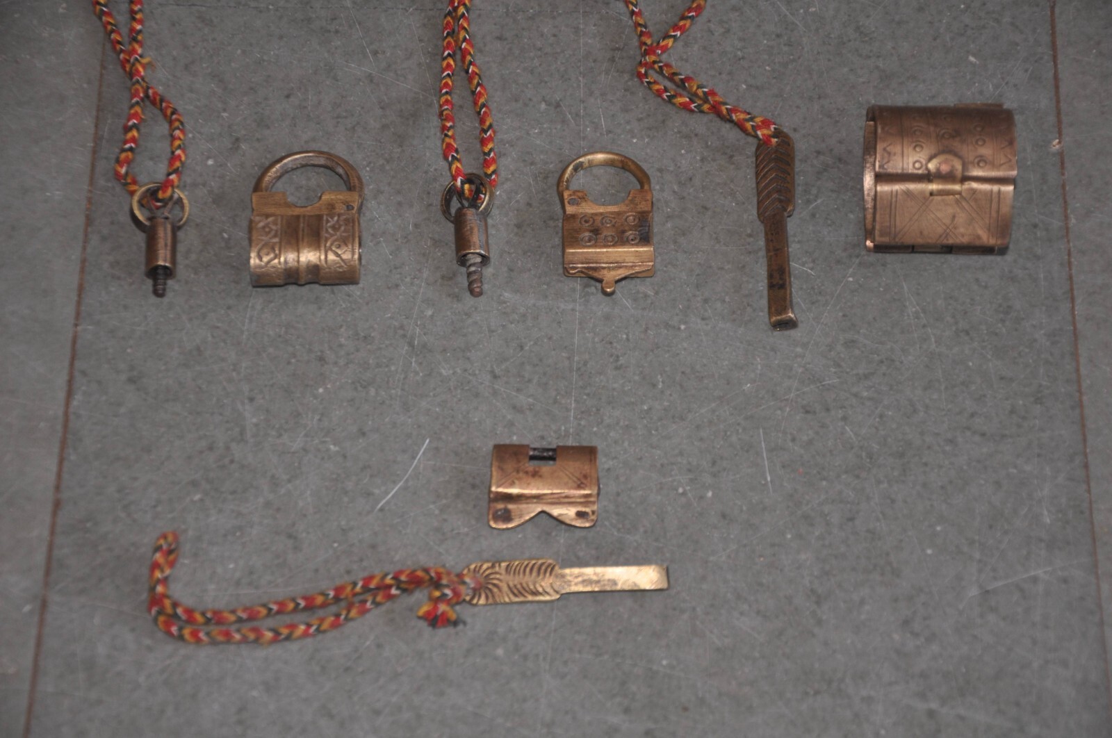 4 Pc Vintage Brass Handcrafted Small Different Unique Screw & Strip Padlocks