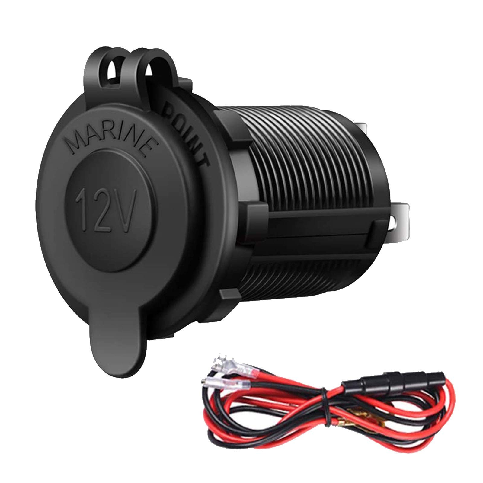 Cigarette Lighter Socket Car Marine Motorcycle ATV RV Black